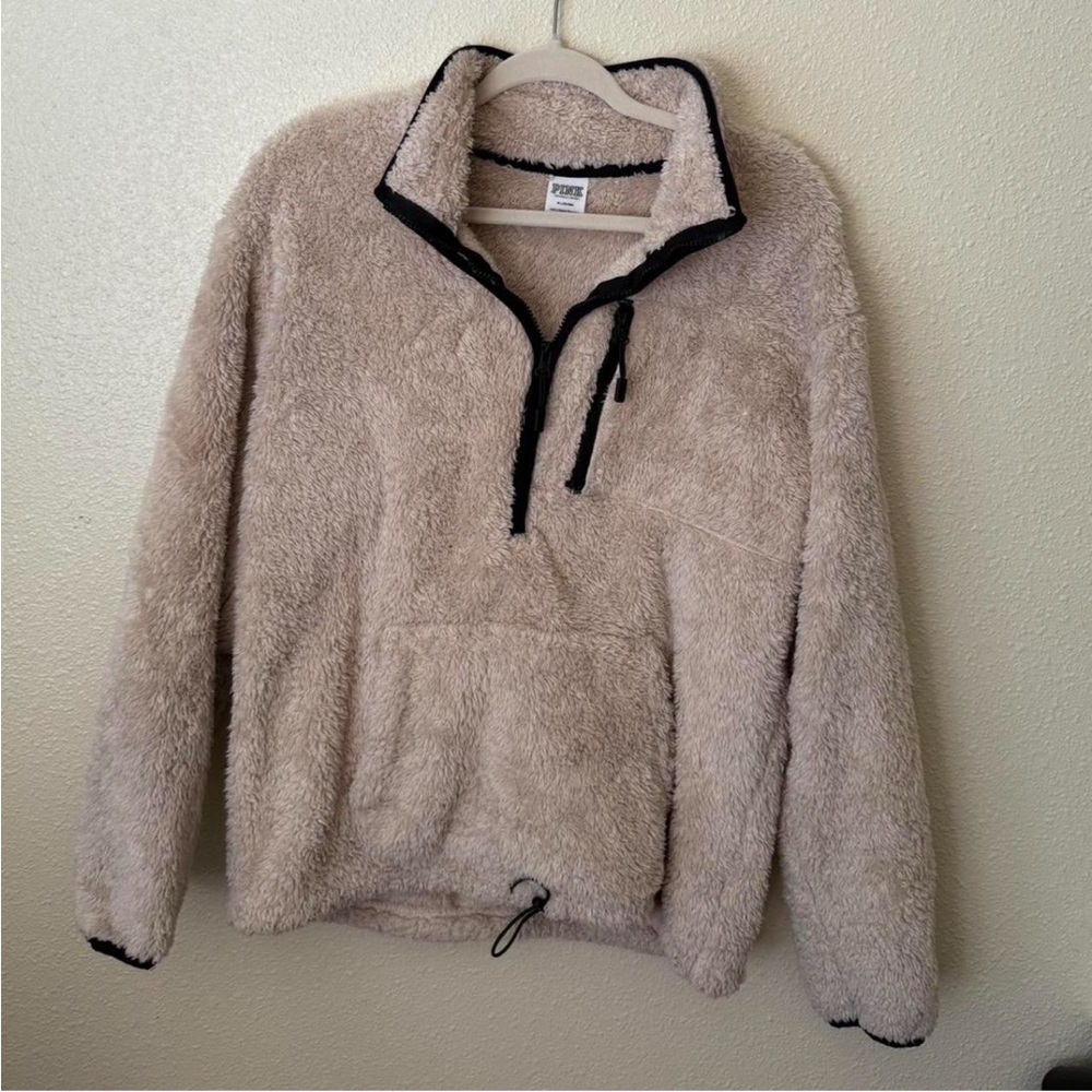 Victoria Secret PINK Cozy Beige Sherpa Pullover